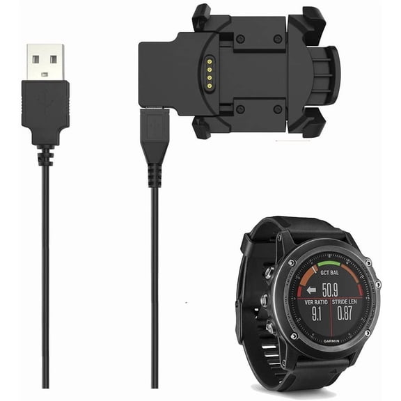 Charger Compatible with Garmin Fenix 3, Fenix 3 Sapphire, Fenix 3 HR, Quatix 3, Tactix Bravo, D2 Bravo Smartwatch - USB Charging