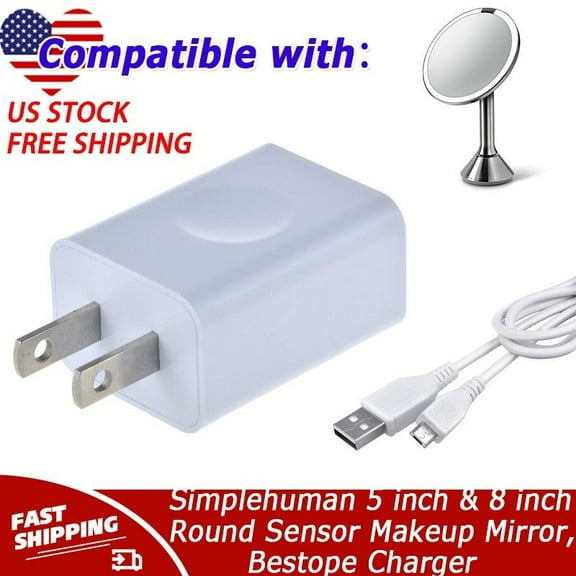 Charger Compatible with Simplehuman 5 inch & 8 inch Round Sensor Makeup Mirror, Bestope