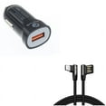 thumbnail image 1 of Charger Cord 6ft Type-C Angle USB Cable w Fast USB Port 18W Car Charger W1W for Kyocera DuraForce Pro 2 - Lenovo Moto Tab (10.1) - LG G5, V20, G6, V30 V50 ThinQ 5G, V40 ThinQ, V35 ThinQ, 1 of 11