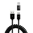 thumbnail image 1 of Charger Cord Coiled USB Cable for Galaxy S21 FE 5G - Micro-USB to USB-C Adapter Power Wire Sync Black Compatible With Samsung Galaxy S21 FE 5G, 1 of 5
