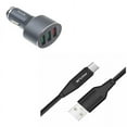thumbnail image 1 of Charger Cord Type-C 10ft USB Cable w 3-Port USB 42W Quick Car Charger R4J for ASUS ZenFone 4 Pro - Blackberry Key2, Motion, KEYone, LE - BLU G9, Vivo XI Plus, Pro, 5 - BOLD N1 - CAT S48c S61, 1 of 9
