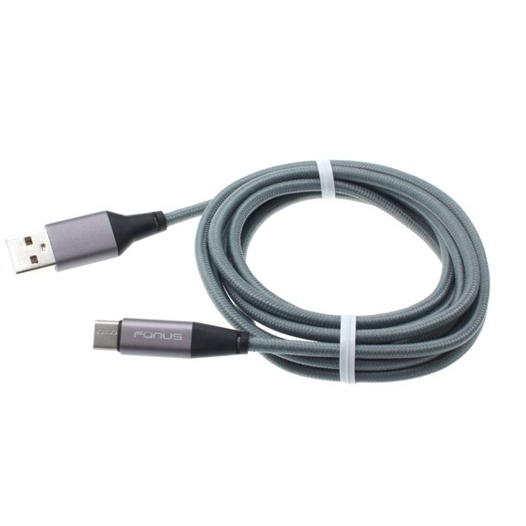 Charger Cord Type-C 6ft USB Cable for Coolpad Legacy - Power Wire USB-C Long Braided Fast Charge Sync Gray Z9D