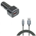 thumbnail image 1 of Charger Cord Type-C 6ft USB Cable w 2-Port USB 36W Quick Car Charger W2M for Lenovo Moto Tab (10.1) - LG G5, V20, G6, V30 V50 ThinQ 5G, V40 ThinQ, V35 ThinQ, Q7 Plus, Google Nexus 5X, G8 ThinQ, 1 of 11