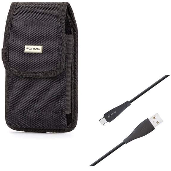 Charger Cord Type-C 6ft USB Cable w Holster Swivel Case Belt Clip E1Y for Alcatel Idol 4S - ASUS ZenFone 5z - BLU Vivo XI Plus 5 - CAT S61 S48c - Google Pixel XL - HTC Bolt, U11