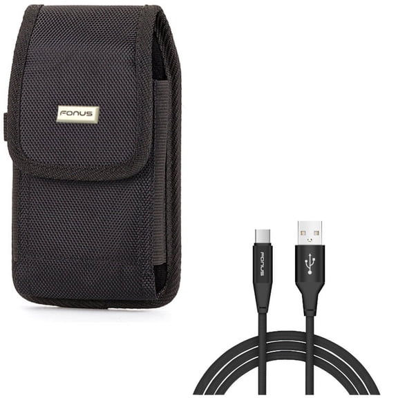 Charger Cord Type-C 6ft USB Cable w Holster Swivel Case Belt Clip X3V for Alcatel Idol 4S - ASUS ZenFone 5z - BLU Vivo XI Plus 5 - CAT S61 S48c - Google Pixel XL - HTC Bolt, U11
