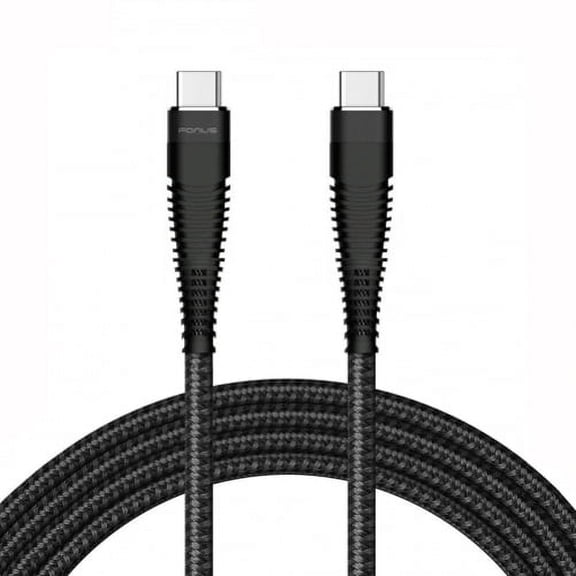 Charger Cord Type-C to USB-C 6ft PD Cable for BLU G90 Pro, G9 Pro, Vivo 5 - BOLD N1 - CAT S61 S48c S42 - Coolpad Legacy S Brisa Models - [Power Wire Sync Braided Fast Long Black N9L]