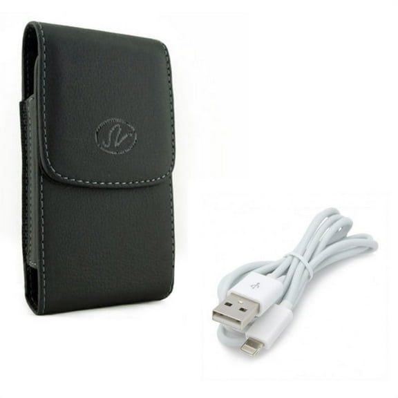 Charger Cord USB Cable w Leather Case Belt Clip for #model_series - Power Wire Sync Fast Charge Data and Holster Cover Pouch Vertical Carry
