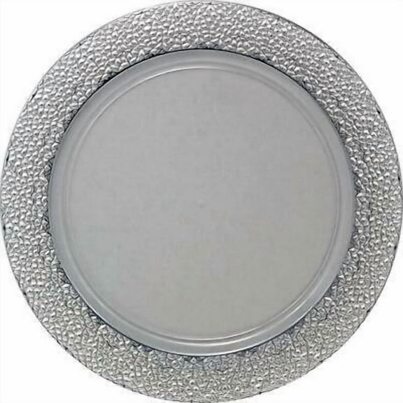 Charger Disposable Hammered Design Plates Silver 13" For All Parties 2Packs