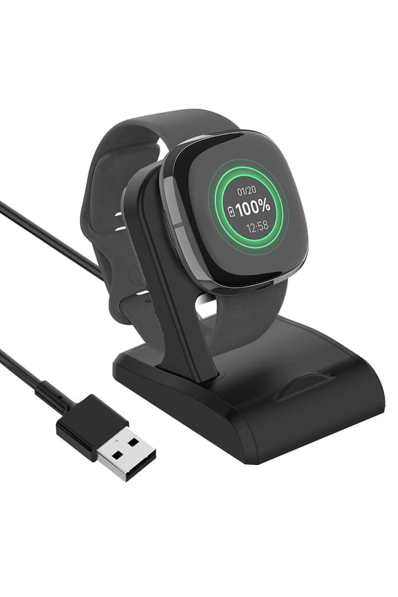Charger Dock Compatible with Fitbit Sense/ Fitbit Versa 3, TSV Replacement Charger Stand Charging Cable Cradle Station Base with 3.3ft USB Cord Fit for Sense, Versa 3 Smart Watch