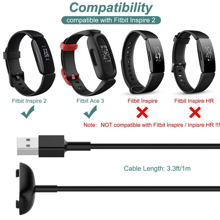 Charger for Fitbit Inspire 2 Fitbit Ace 3 Replacement USB Charging Cable Cord for Fitbit Inspire 2 Ace 3 Fitness Tracker 3.3ft 1m Fitbit Inspire 2 and Fitbit Ace 3 Replacement USB Charger Cable Walmar...