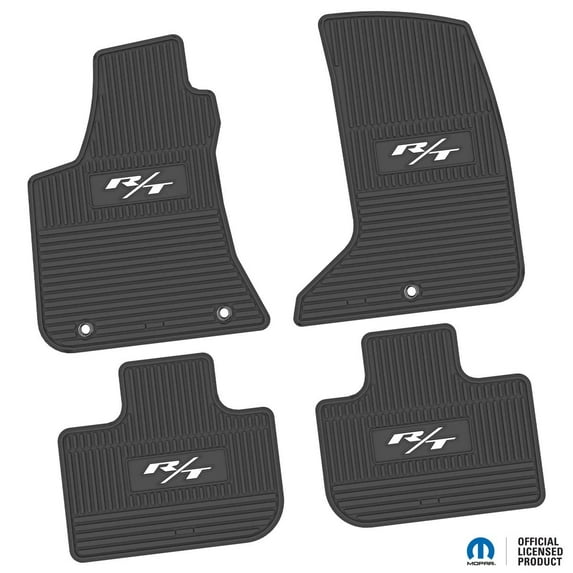 Charger Floor Mats 11-24 Dodge Charger AWD 4 Piece Custom Vintage Scene w/ R/T (2015-Current) Insert - Black w/ White Insert FlexTread