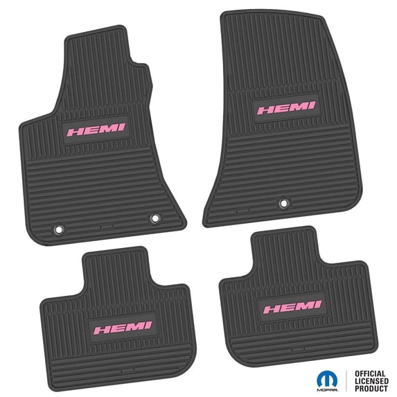 Charger Floor Mats 11-24 Dodge Charger RWD 4 Piece Custom Vintage Scene w/ HEMI Insert - Black w/ Pink Insert FlexTread