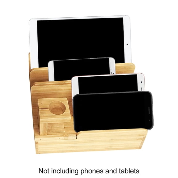 Charger Holder Tablet Bamboo Docking Station Phone Stand Detachable Desktop Organizer Craft Gift Large Capacity