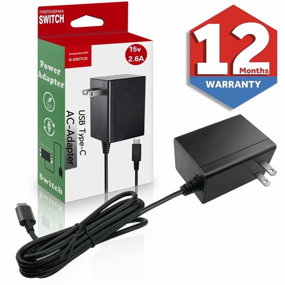Charger Compatible with Nintendo Switch,  Switch Charger AC Adapter 15V/2.6A with 5FT Type C Cable for Fast Charging, Support TV Mode and Dock