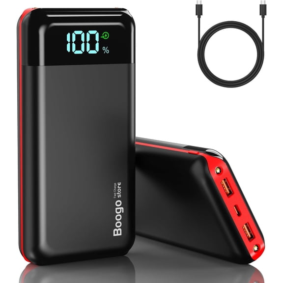 Charger Power Bank 52800mAh Powerbank PD 30W and QC 4.0 Fast Charging Built-in Bright flashlight LED Display 2 USB 1Type-C Output External Battery Pack for iPhone, Samsung, iPad etc (red)