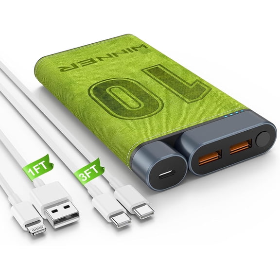 Charger, Power Bank with Cords, 10000mAh/22.5W Battery Pack with USB C InputOutput, Travel Battery Charger Fast Charging for iPhone 15/15 Plus/15 Pro/15 Pro Max 14 13,iPad Pro,Samsung