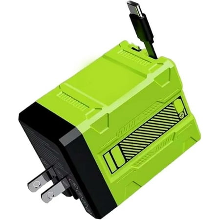 Charger with Retractable Cables,2026 New 2-in-1 Fast Charging Adapter, 80W Fast Charging Module, Equipped with Type-C and L-shaped plugs, all-in-one design, suitable for mobile phones and computers