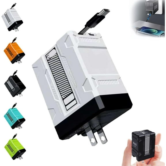 Charger with Retractable Cables,Upgraded 20W PD3.0 Fast Charger Module with 31-inch Dual Retractable Cables,Foldable Plug & Advanced Temperature Control for Mobile Devices