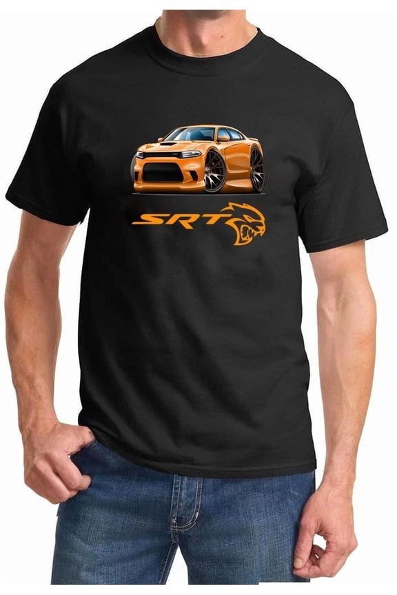 Charger SRT Hellcat Classic Orange Muscle Car Design Tshirt NEW
