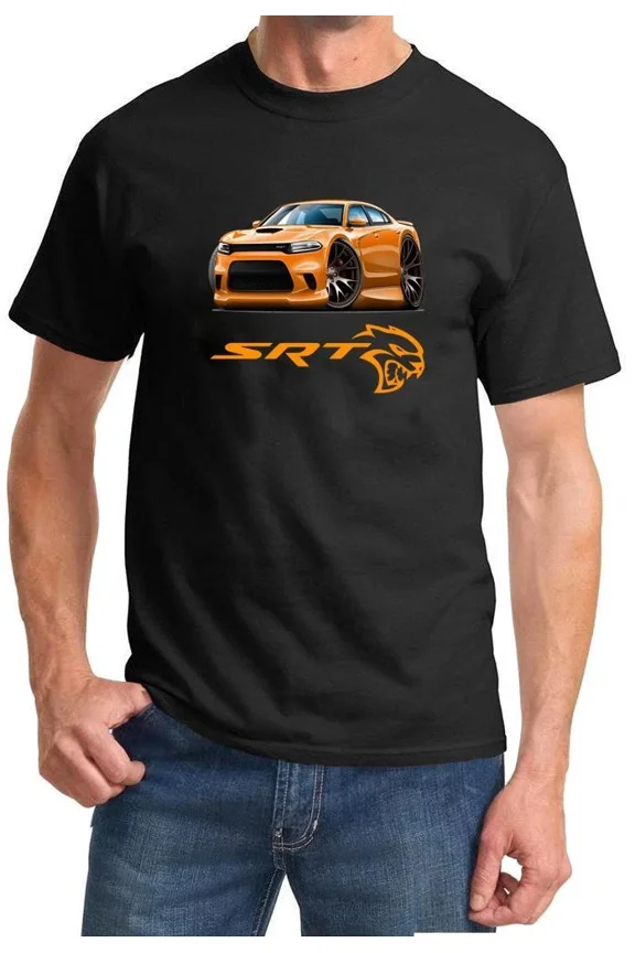 Charger SRT Hellcat Classic Orange Muscle Car Design Tshirt NEW