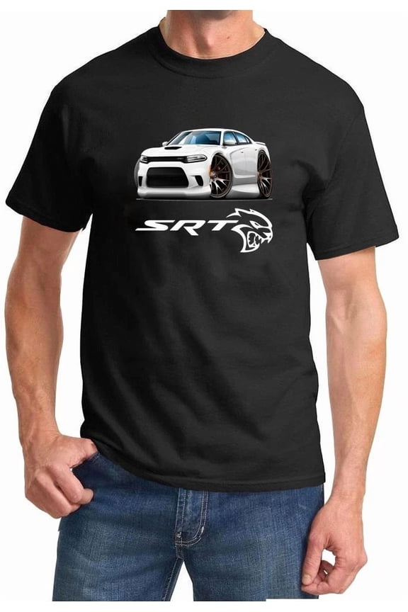 Charger SRT Hellcat Classic White Muscle Car Design Tshirt NEW