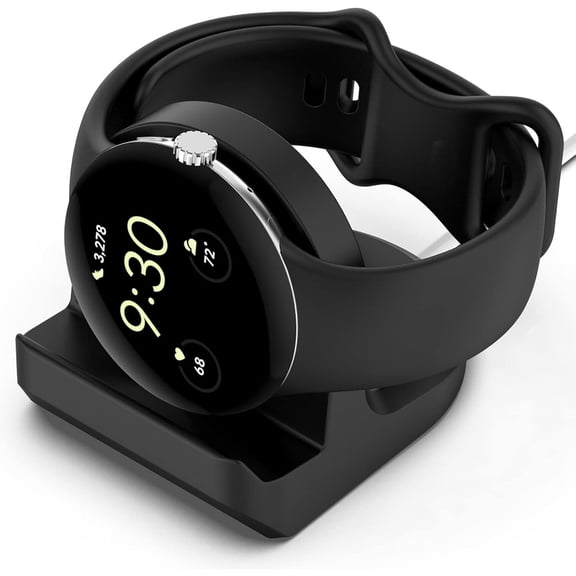 Charger Stand for Google Pixel Watch, Silicone Charging Stand Dock Holder for Google Pixel Watch Original Charger (Black)