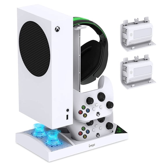 Charger Stand with Cooling Fan for Xbox Series S Console, Charging Dock -White