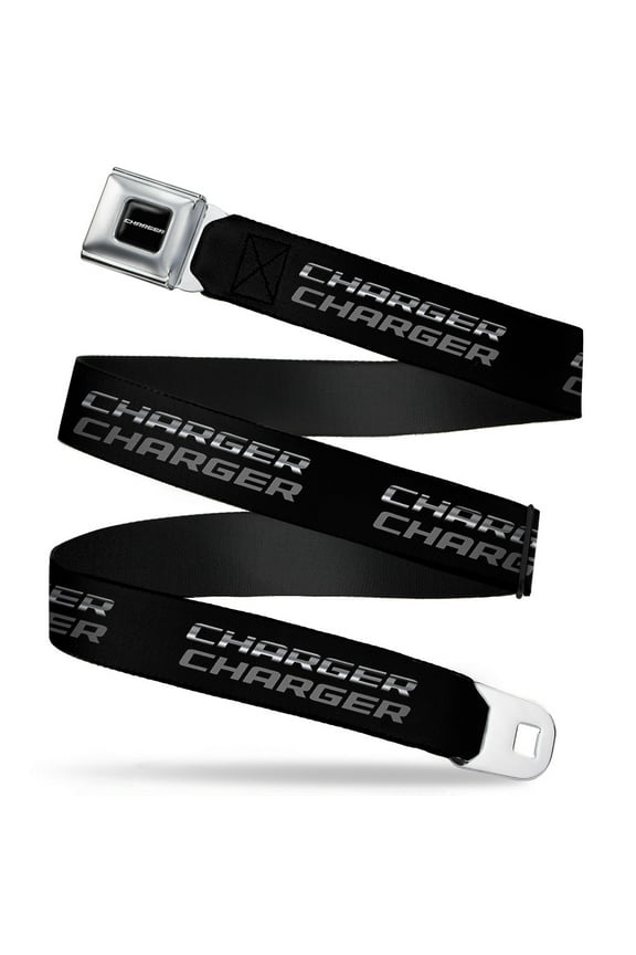 Text Charger Double Repeat Black Gray Webbing Seatbelt Belt Fashion Seatbelt Belt Standard