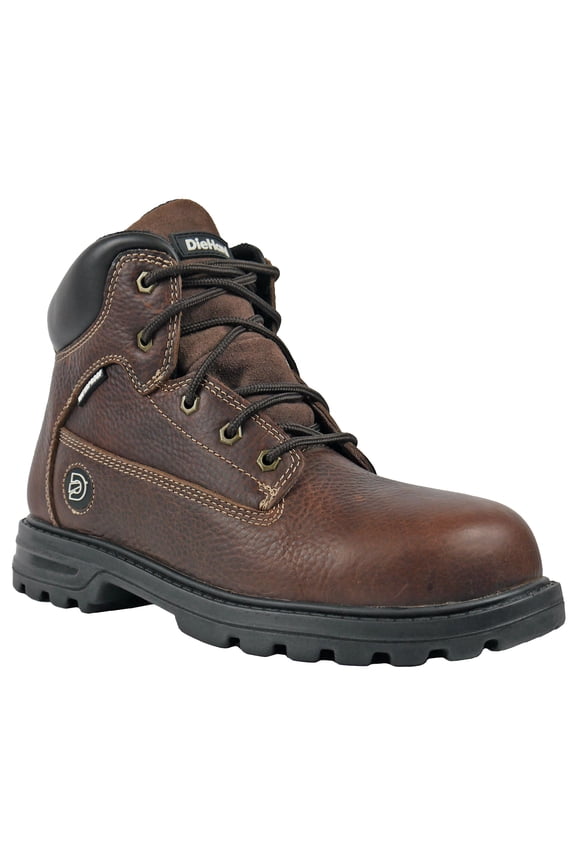 Men's Safety Toe Ankle-High Chunky, Closed Toe, Medium Brown Shoes, Size 8