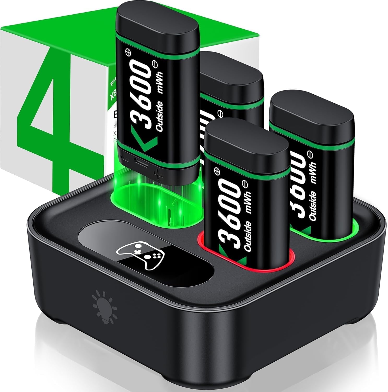 Charger for Xbox One Controller Battery Pack with 4 x 1200mAh Rechargeable Xbox One Battery Charger Station for Xbox Series X|S, Xbox One S/One X/One Elite Controllers-Accessories Kit for Xbox One