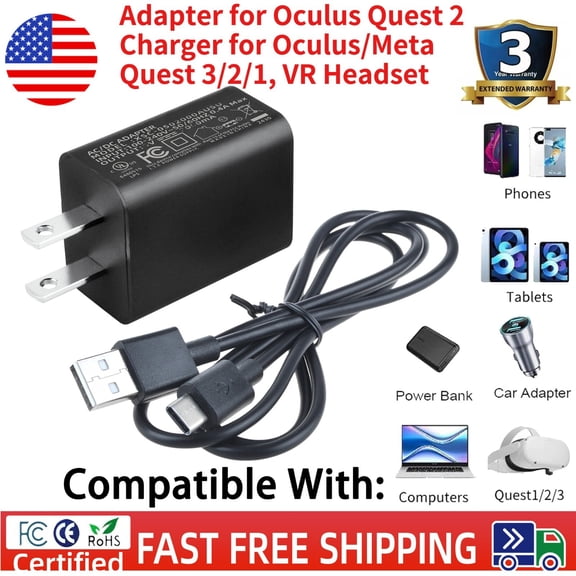 Charger for Oculus/Meta Quest 3/2/1, 6.6Ft VR Headset Fast Charging Cable Cord