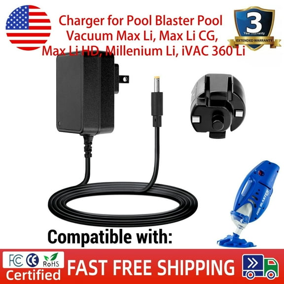 Charger for Pool Blaster Pool Vacuum Max Li, Max Li CG, Max Li HD, Millenium Li,