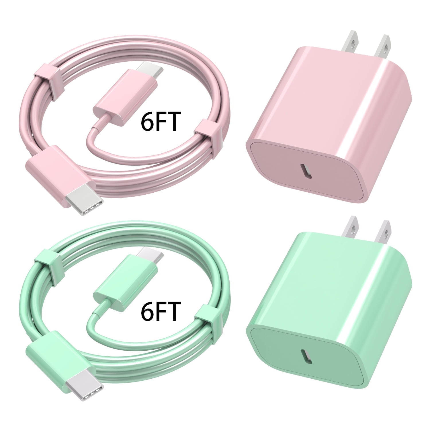 Charger for iPhone 17 16 15, 20W USB C Wall Charger,Type C Charger Block 2 Pack with 2 Pack 6FT Cable for iPhone iPhone 17/17 Pro/17 Pro Max/Air/16/16e/15,iPad 