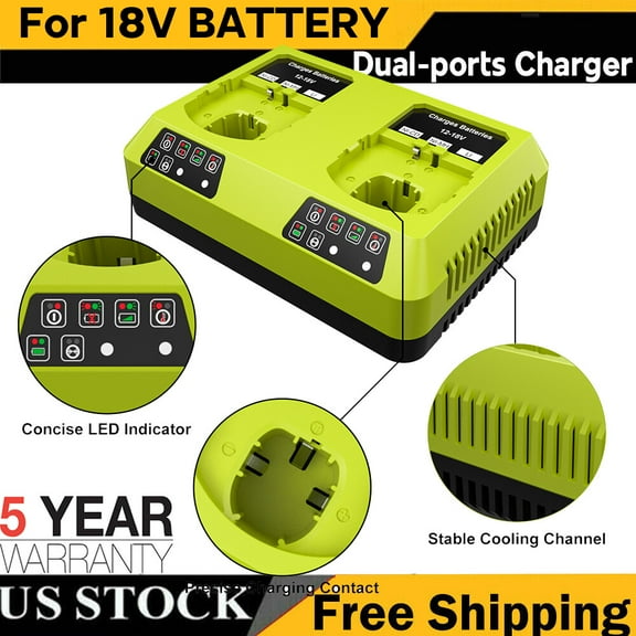 Charger replace for Ryobi PCG005 18V ONE Plus Fast Dual Port Li-Ion Battery B192