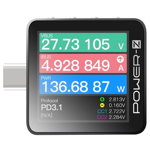 ChargerLAB Power-Z KM003C Portable USB-C Fast Charging Tester PD3.1 QC5.0 Digital Voltmeter & Ammeter Power Bank TesterBlack