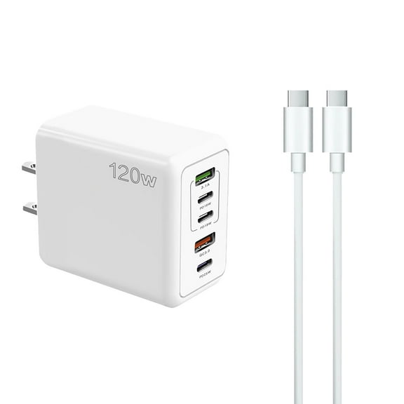 Chargers 120W Fast Charger 5 Ports 3PD+2USB Multiport Compact Portable Universal Compatibility