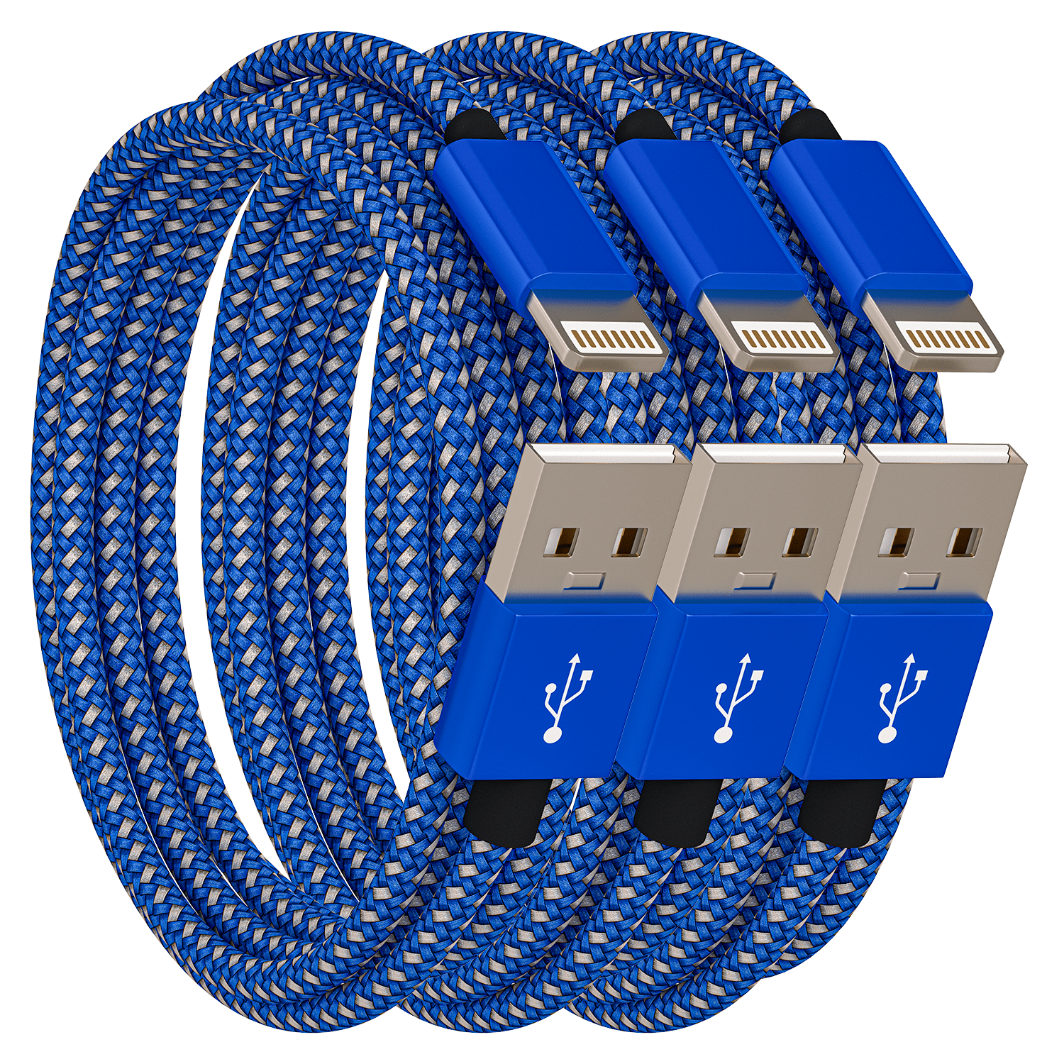 Chargers 3Pack Phone Charging Cords 3FT 6FT 10FT Nylon Braided Data Cable Charger Compatible