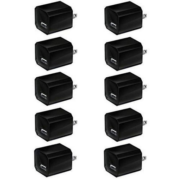 Chargers 5W Power Adapter [10-Pack] USB Wall Charger 1A Cube for Outlet Plug Compatible for iPhone Xs Max 8 / X / 7 / 6S / Plus +, Samsung Galaxy, Motorola, HTC, Other Smartphones - Black