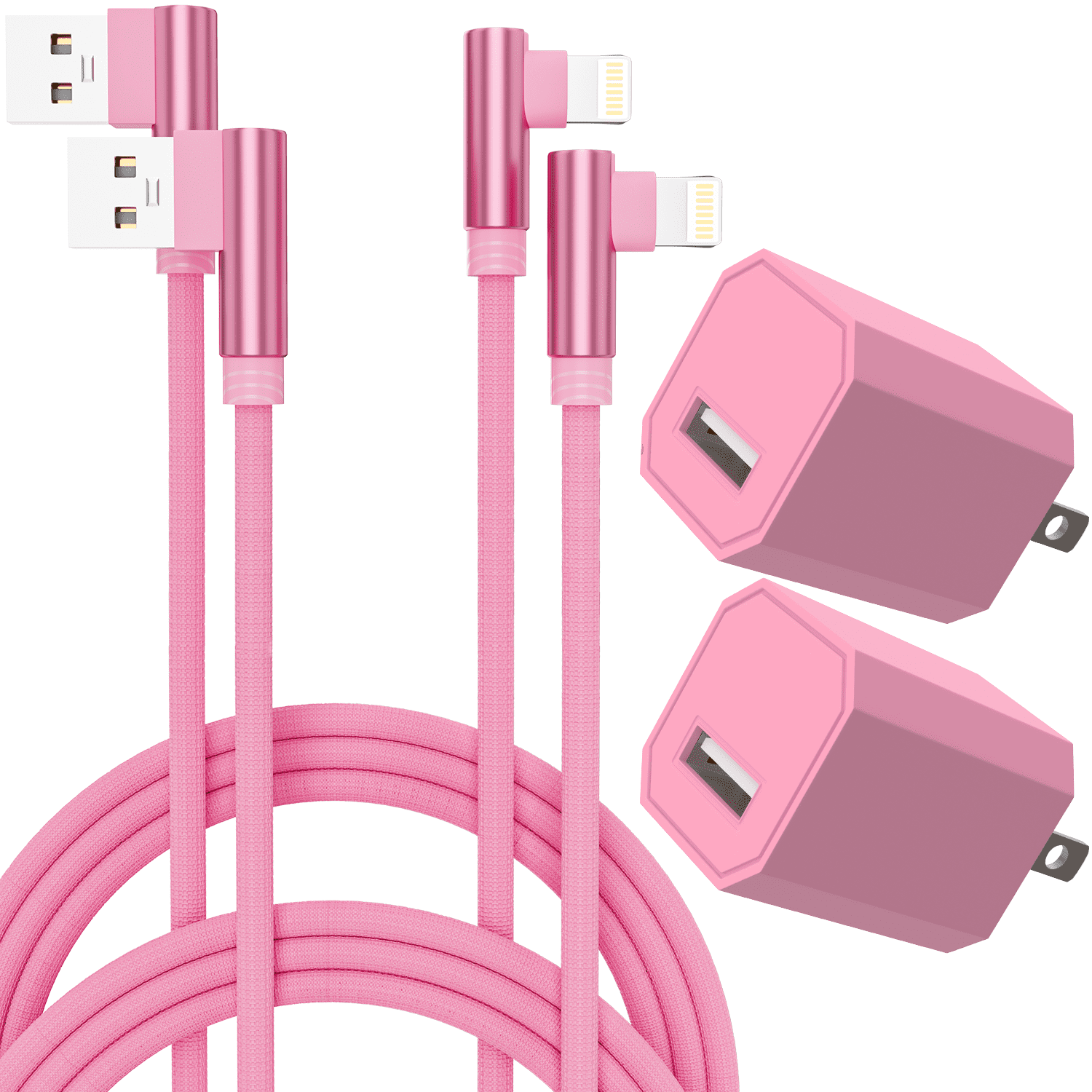 Chargers 5W USB Power Adapter Wall Charger 1A Cube for Plug Outlet w/ 6FT Nylon Braided Charging Pad Cable Cord Compatible wtih iPhone X Case/8/8 Plus/7/7 Plus/6/6s/5s,iPad Mini (2-Pack Red)