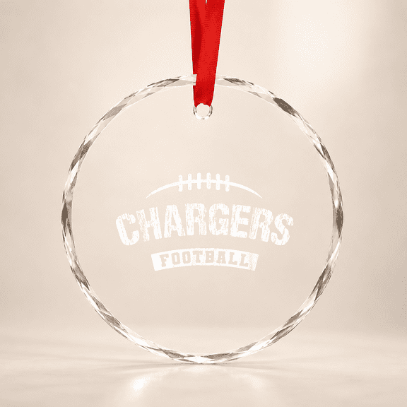 Chargers Clear Springs Football Distressed HS Glass Ornament