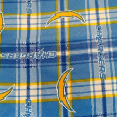 Chargers Plaid Fleece Fabric (1 Yard)