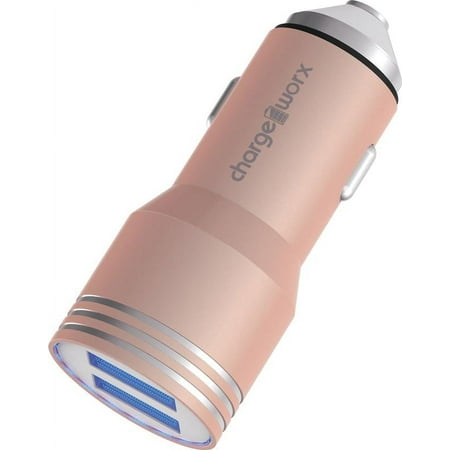 Chargeworx - 2.4A Dual-USB Vehicle Charger - Rose Gold