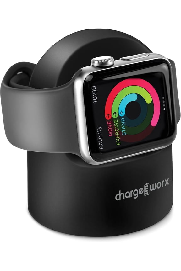 Smart Watch Charger Stand, Compact Silicone Charging Dock Base, Black