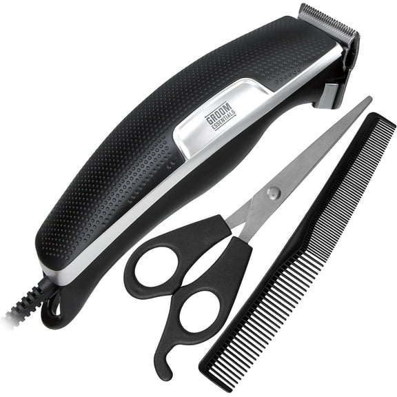 Chargeworx Groom Essentials Mens Hair Cutting Kit with Hair Clippers, Comb, and Scissors, 10-Piece