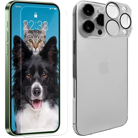 Chargeworx Heavy-Duty Screen & Lens Covers: Compatible with iPhone 13 Pro, 14 Pro | Protects Smartphone Screen & Camera Lenses from Scratches, Dirt, & Damage | Anti-Shatter Tempered Glass Shield