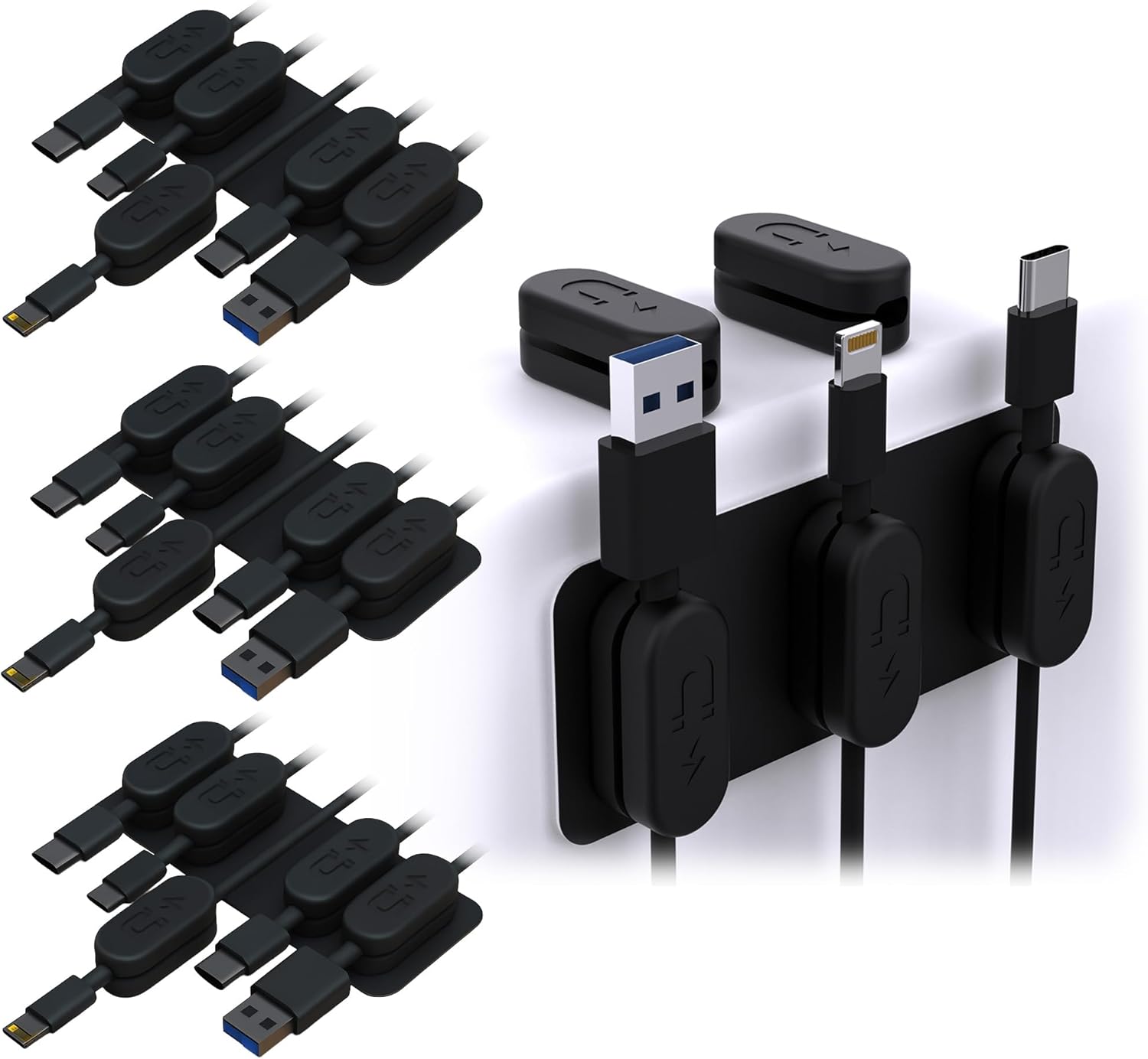 CHARGEWORX Magnetic Cable Clips Cord Organizer for Desk, Car ...