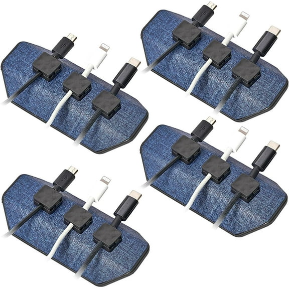 Chargeworx Magnetic Cord Holder, 12 Magnetic Cable Clips Included | Cable Management Desk Organizer, Strong Magnet Office Desk Accessories, Cable Organizer, Wire Management (4-PK Navy)