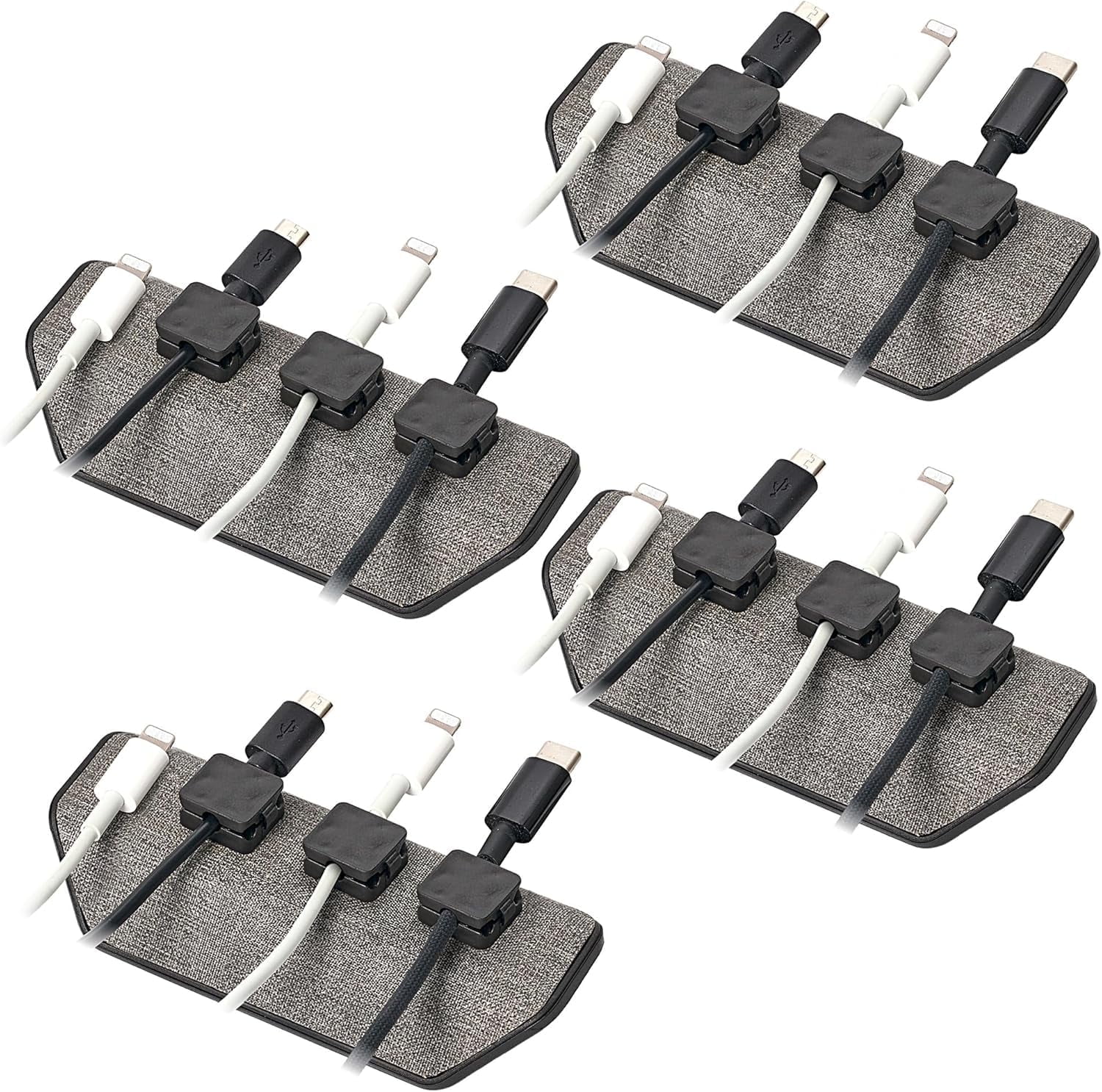 Chargeworx Magnetic Cord Holder, 12 Magnetic Cable Clips Included | Cable Management Desk Organizer, Strong Magnet Office Desk Accessories, Cable Organizer, Wire Management (4-PK Gray)