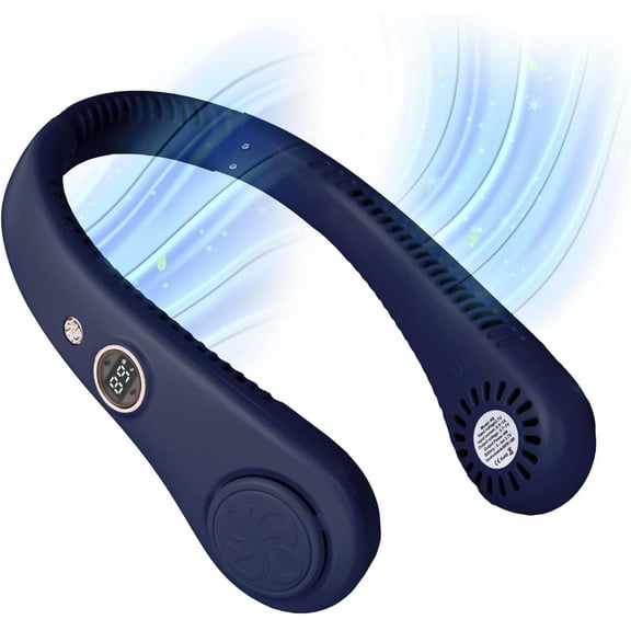 Chargeworx Neck Fan with 5 Adjustable Modes, 4000 mAh Battery, USB Rechargeable, Bladeless Fan Design, Super Quiet Fan with 360° Coverage, Great for Summer, Outdoors (Blue)