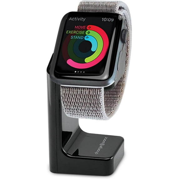 Chargeworx Smart Watch Charger Stand, Compact Charging Dock Base with Disc Slot, Black